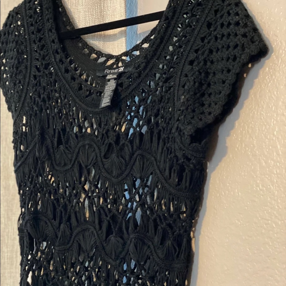 *Vintage* Forever 21 Crochet black mini dress